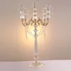 2019 nowe 5-broni akrylowe posiadacze świecy Złoty Candelabra Centerpieces 75 cm Elegancki Świecznik Z Kryształowymi Wisiorkami Home Decor0003