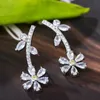 Fashion- Designer Jewelry Women Shining Crystal Flowers Ear Studs Earrings For Grils S925 Silver Earring Wholesale