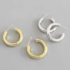 Nouveau Punk Rock 4.9mm Épais Tube Grand Cercle Rond Boucles D'oreilles Pour Les Femmes 925 En Argent Sterling C Forme Boucle D'oreille