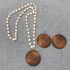 Hot Sale Low MOQ Stock Personalzied 5cm Teardrop Wooden Necklace Monogrammed Wood Tear Pendant Pearl Necklace sets