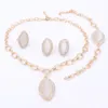 Set di gioielli di perline africane per donna Collana Orecchini Anelli Bracciale Colore oro Cristallo Occhi di gatto Set festa nuziale 4 colori