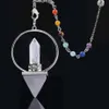 Reiki Healing 7 Chakra Natural Stone Pendulum for dowsing hexagonal prism pyramid tiger eye pink crystal pendants 2928521