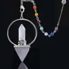 Reiki guérison 7 chakra Pendule de pierre naturelle pour la danse du prisme hexagonal pyramide tigre œil rose cristal amethyste pendentif4126831