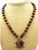 Beautiful 10mm African Roar Tiger's Eye Turtle Pendant Necklace 18 "