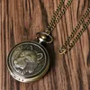 Steampunk Wolf Head Design Adalog Quartz Watch Watch Vintage Bronze Cool Necklace Stain Hatse for Men Women