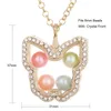 New Gold Pearl Cage Pendant necklaces For women Open Living Memory Beads Glass Magnetic Lockets chains Fashion Jewelry Gift