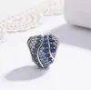 فضفاض الأحجار الكريمة كامل الماس شكل قلب المحيط ماركة حبة 925 فضة للنساء سوار قلادة سحر مجوهرات هدية W65