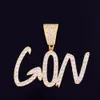 A-Z مخصص اسم الذهب سلسلة تنس الرجال خطابات القلائد قلادة الزركون الهيب هوب مجوهرات مع 3 مللي متر حبل سلسلة
