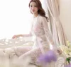 Sexy Lace Mesh Bathrobe Women Transparent Sleepwear Robe Camis + Panties 3 Piece Sets Lounge Set pijama femme hiver