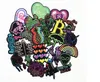 Personnalisé néon coloré dessin animé japonais protecteurs de la peau autocollant de style Harajuku ordinateur valise téléphone portable coque guitare 75 pièces/ensemble autocollants mixtes