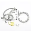 Male Stainless Steel Male Chastity Device Belt Lockable Cock Cage Penis Rings With Urethral Plug Catheter Restraint Bondage Toys SH190727