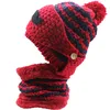 Malha de inverno Crochet das Mulheres de Lã de Bicicleta de Esqui Barba Bigode Máscara Facial Removível Cachecol Cachecóis Neck Warmer POM POM Chapéu Beanie Cap