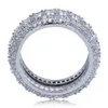 Hip Hop hommes bijoux anneaux mode plaqué or glacé plein CZ diamant bague Bling cubique Zircon amour bague de mariage