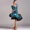 2019 nya modeller latin dans kjol för kvinnor långärmad svart rumba dans klänningar tjejer / vuxen latin tävling klänning