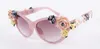 luxury- 2017 Design unico CAT EYE Fiore Occhiali da sole Donna Occhiali moda di marca femminile estate Spiaggia ovale rose occhiali oculos de sol