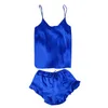 Sleep Wear Sleepwear Mulheres Sexy Lingerie Satin Set Lace Pajamas Sem Mangas Cami Top e Shorts Babydoll Nightgowns Nightwear