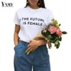 편지 미래는 여성 티셔츠 여성 탑 플러스 사이즈 페미니스트 핑크 화이트 블랙 캐주얼 티셔츠 여성 티 대형 여름 트렌드