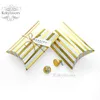 50pcs Gold Stripe Pillow Candy Boxes Wedding Favors Sweet Holder Gift Box Anniversary Event Birthday Package with String n Tag