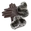 Fashion-Women Warm Thick Winter Gloves Leather Elegant Girls Brand Mittens Free Size With Fur Female Touch screen Gloves