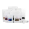 Sacos de papel kraft sacos de zíper branco levantar alimentos embalagens reaisable com saco de embalagem de janela matte