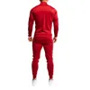 Men's Tracksuits Autumn Sports Solid Color Splicing Long Sleeve Turtleneck Top Sweater Pants Set Red Black Skinny Breathable Set#LR3