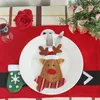 Juldekorationer 6st/parti för hemavbrottsficka gaffknifertabell Påse Santa Claus Middag/borddekoredekoration1