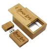 Großhandel kostenlose maßgefertigte Logo Holz USB-Flash-Laufwerk 32GB Pendrive 4GB 8GB 16GB 32GB Memory Stick Fotografie-Geschenke U-Festplatte mit Holzkiste