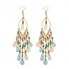 Klassische trendige blaue Kristall lange Quaste baumeln Ohrringe für Frauen Mode indische Ohrringe Perlen Hochzeit Ohrringe Kleiderbügel