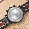 Bobobird Wood Watch Men Datum Display Lysande hand Multifunktion Kronograf armbandsur Reloj Hombre med trälåda L-S181