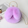 Cute Fluffy Rabbit Fur Pompoms Chain Bag Women Cartoon Rabbit Sling Bag Fluffy Bunny Shoulder Plush backpack Girls Xmas Gifts