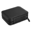 Black Zippered Watches Box Travel Case - Watch Organizer Collection - PU Leather