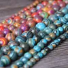 Perles rondes de guérison de Yoga en pierre naturelle colorée, pour la fabrication de bijoux, perles lisses et amples pour Bracelet/collier, DIY