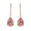 14K Rose Gold Pink Diamond Earring for Women Fashion Pink Topaz Gemstone Bizuteria 14K Gold Garnet Drop Earring Orecchini Girls CJ191223