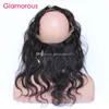 Glamorous 100% Original Fechamento de Cabelo Humano Onda do Corpo Virgem 360 Lace Frontal Fechamento 8-20inch 360 Fechos frontais para mulheres negras