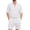 Plus w rozmiarze Summer 2019 Men Button Rompers Jobsit Fashion Sumple Funny Streetwear Vintage Casual Summer Men Set