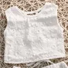 Juldekorationer Canis White Sweet Toddler Kids Girls Lace Crochet Bow Back Tops Shorts Outfits 2st Set kl￤der 2-7T1