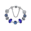 Оптово браслет 925 серебро Пандора браслеты для женщин Royal Crown браслет Blue Crystal Beads Diy сердца образный ювелирные изделия с короной