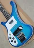 lefthandwhite pickguardchrome Hardwarescanを備えた特別な青い4ストリングエレクトリックベースギターは、リクエスト1051884に関してカスタマイズされています