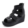 2019 yeni yaz Roma sandalet platform ayakkabılar kadın hakiki deri sandalet kadın ayakkabı yüksek topuk ayakkabı konfor takozlar sandalet