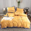 Casa têxtil aro dourado cetim seda conjunto de cama bordado conjunto capa edredão folha plana ou equipada rainha king8030686