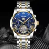 Top Luxury Brand Tevise Automatic Men Watch en acier inoxydable Tourbillon Calendrier mécanique Wristwatch Men Business Clock2590