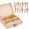 12PCS Fräsning Cutter Router Bit Set 8mm Wood Cutter Carbide Shank Mill Woodworking Trimming Gravering Carving Skärverktyg