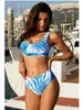 Cintura alta Swimsuit Retro Duas Peças Bikinis Swimsuit Folha De Bananeira Impressão Conjuntos Tankini Swimwear Mulheres New Maiôs Monokini Beach Wear