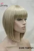 Beauty Short Straight Blonde Highlighted Bob With Bangs Synthetic Wig Black Brown Red Women's Wigs Color Choice