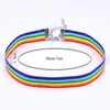 lace necklace men Women Gay Pride Rainbow Choker Necklaces Ribbon Collar hip hop jewelry drop ship