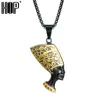 Hip Hop Men Halsband Svart 316L Rostfritt Stål Forntida Egypten Queen Nefertiti Hängen Halsband Mens Hiphop Rock Smycken