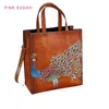 Розовые дизайнерские сумки sugao, сумки-тоут, женская сумка на плечо, натуральная кожа, ретро-кошелек, ручная роспись, большая сумка с животными, высокое качество BHP