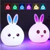 Cartoon Kaninchen LED Nachtlicht Fernbedienung Touch Sensor Bunte USB Silikon Hase Nachttisch Lampe Für Kinder Kinder Baby