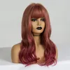 ALAN EATON Ombre Brown Red Wig Long Wavy synthetic Wigs with Bangs for Black Women Heat Resistant Wig Lolita Cosplay6446257