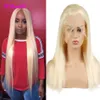 Perruque Lace Front Wig Remy brésilienne lisse, cheveux naturels, blond 613, court, Bob, Transparent, 150%, pour femmes noires